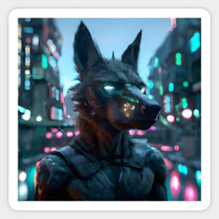 Cyberpunk Wolf (1) - Anthropomorphic Sci fi Wolves Sticker